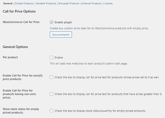 General Settings With Call for Price for WooCommerce - Tyche Softwares Documentation