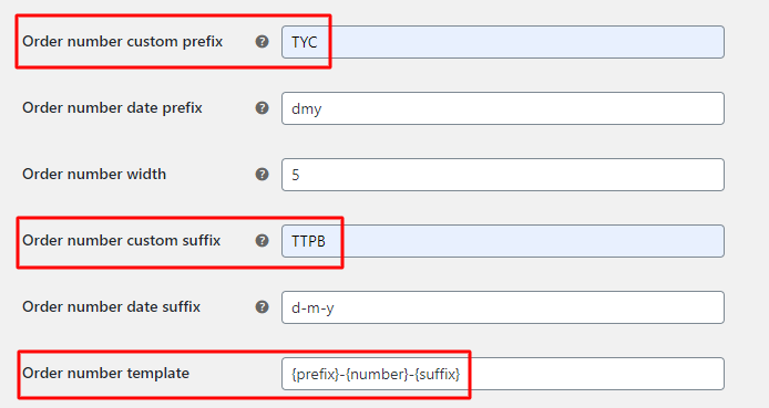 Custom Order Numbers Options 52 Custom Order Numbers Options - Tyche Softwares Documentation