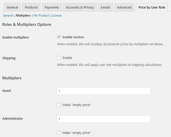 Multipliers Settings - Tyche Softwares Documentation