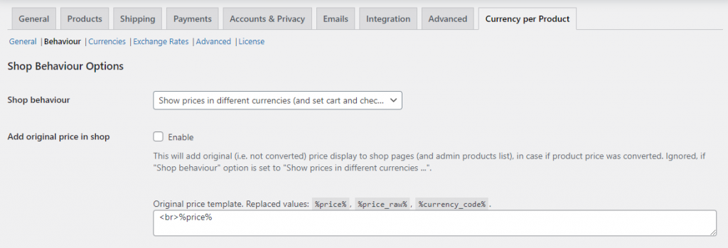 Behaviour Settings - Tyche Softwares Documentation