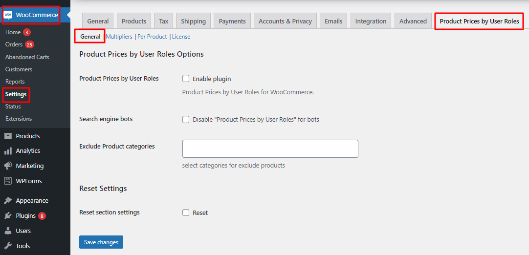 General Settings With Product Prices By User Roles for WooCommerce - Tyche Softwares Documentation