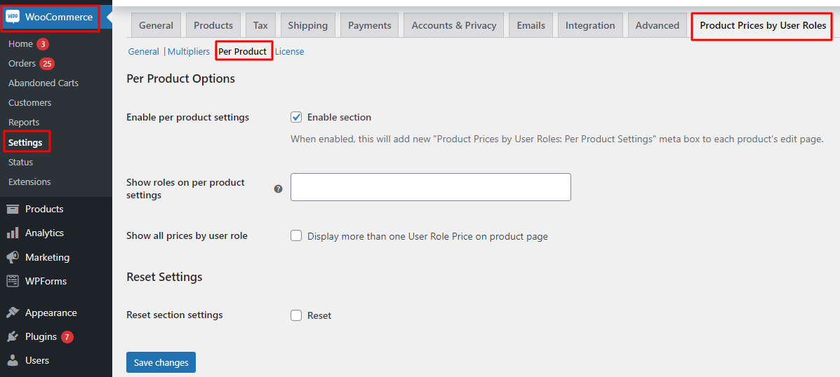 Per Product Settings in Product Prices By User Roles for WooCommerce - Tyche Softwares Documentation