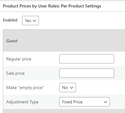 Per Product Settings in Product Prices By User Roles for WooCommerce - Tyche Softwares Documentation