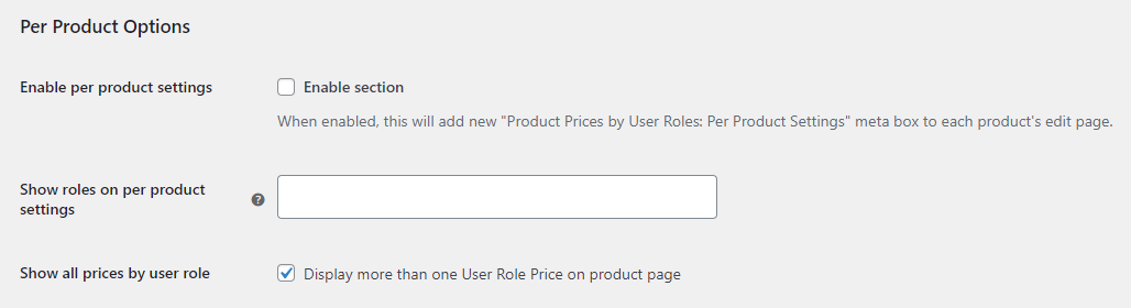 Per Product Settings in Product Prices By User Roles for WooCommerce - Tyche Softwares Documentation