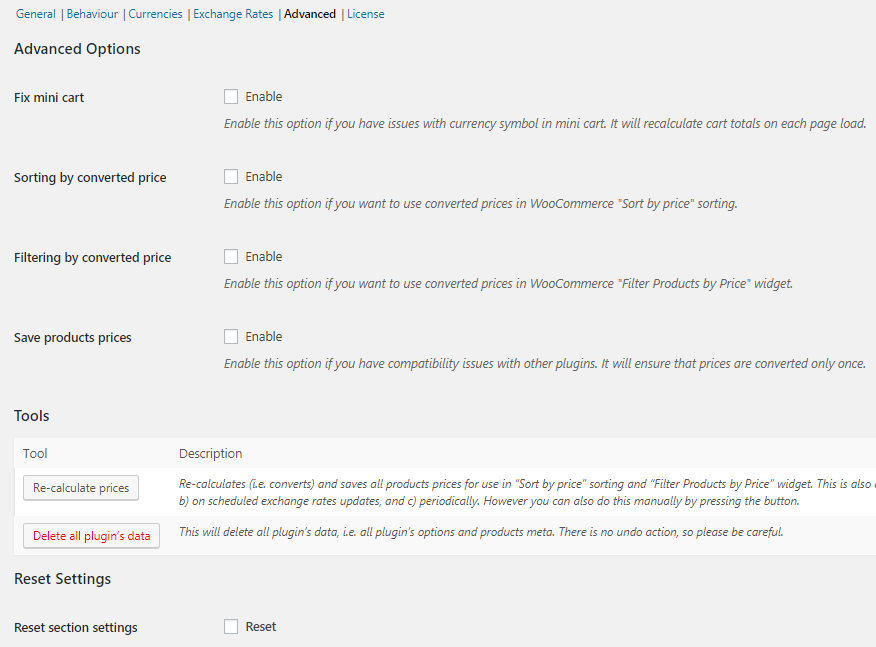 Advanced Settings 1 Advanced Settings - Tyche Softwares Documentation