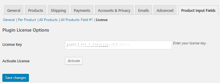 Activating The License Key Of Product Input Fields for WooCommerce - Tyche Softwares Documentation