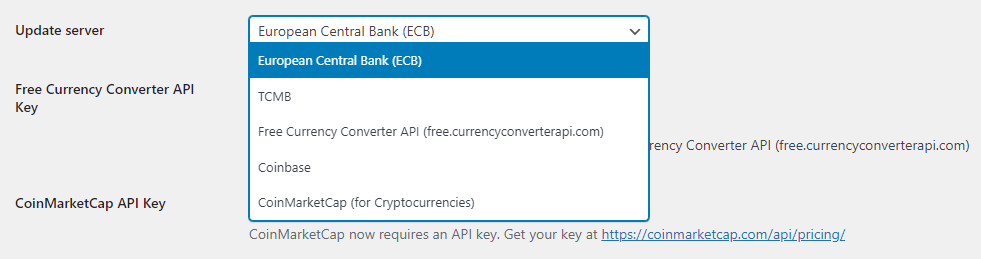 Exchange Rates Settings - Tyche Softwares Documentation