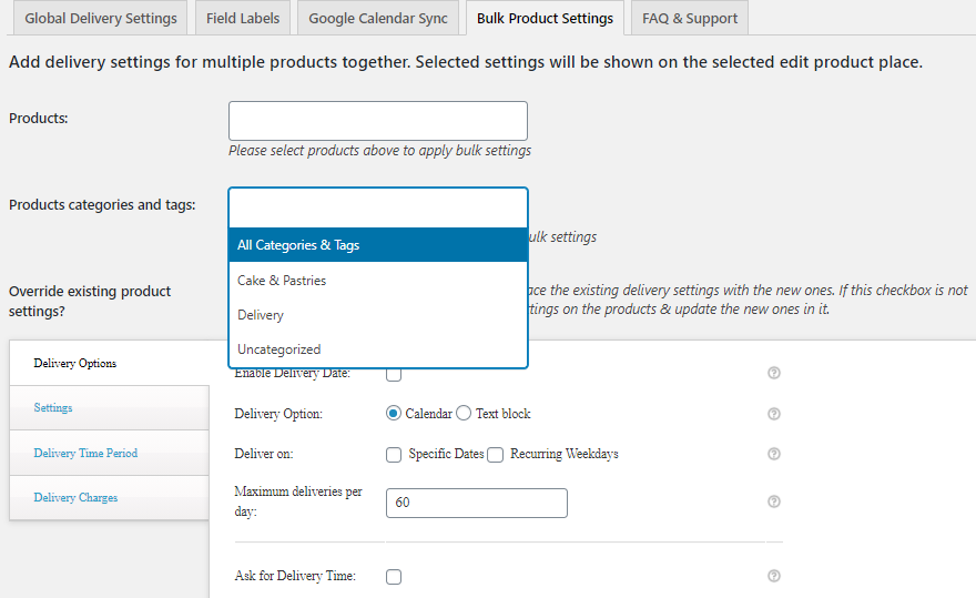 Bulk Product Settings - Tyche Softwares Documentation