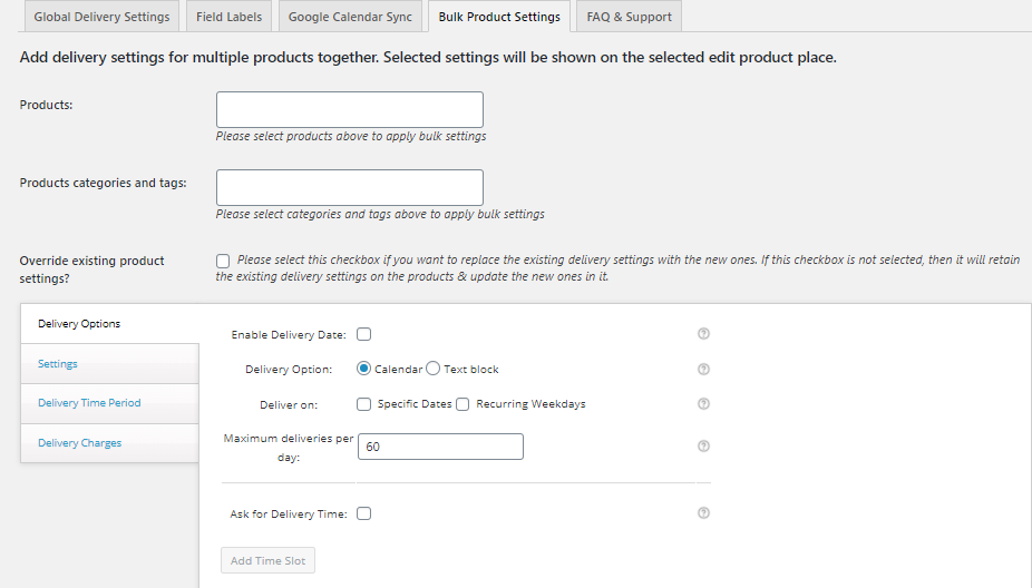 Bulk Product Settings - Tyche Softwares Documentation