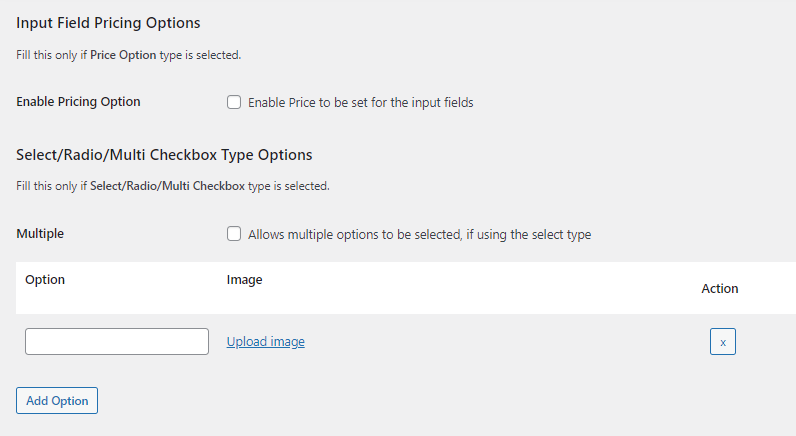 Product Input Fields Settings (All Products: #Field 1) - Tyche Softwares Documentation