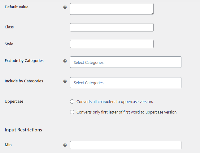 Product Input Fields Settings (All Products: #Field 1) - Tyche Softwares Documentation