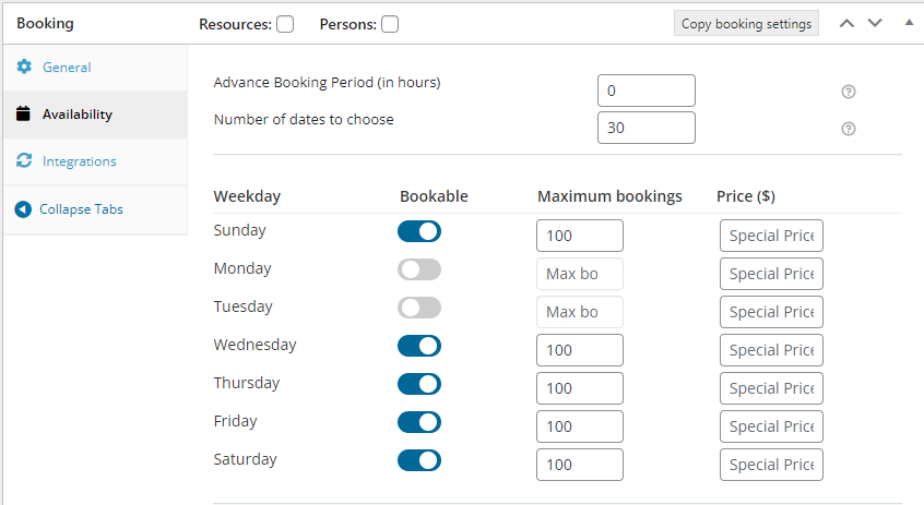 Manage Availability in Bulk - Tyche Softwares Documentation