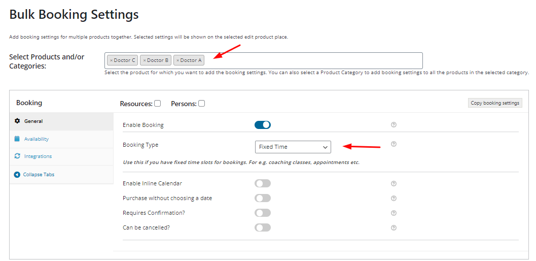 Bulk Booking Settings - Tyche Softwares Documentation