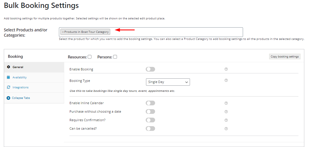 Bulk Booking Settings - Tyche Softwares Documentation