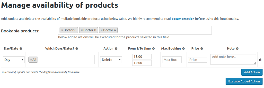 Deleting time slot from products - Manage Availability