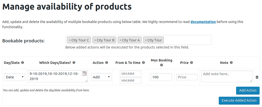 Adding dates to products : Manage availability of products