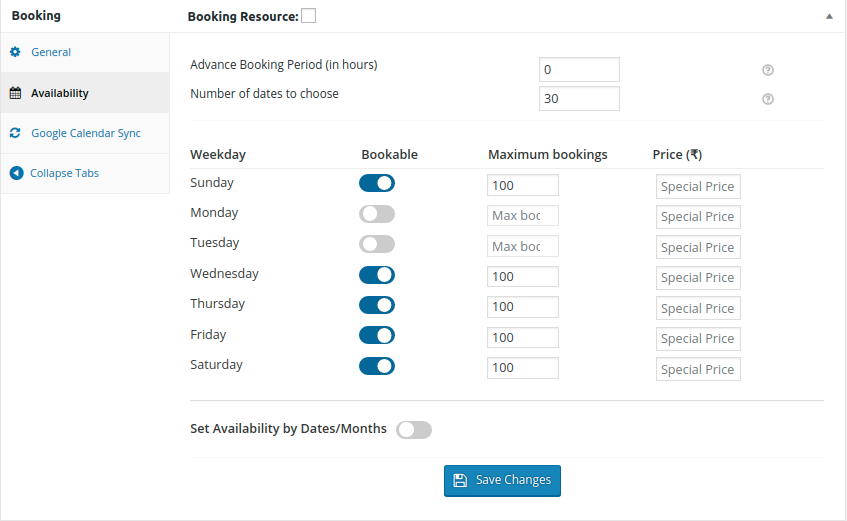 City Tour Availability - Manage Availability