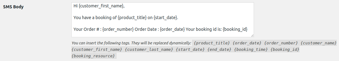 SMS Reminders 3 sms body