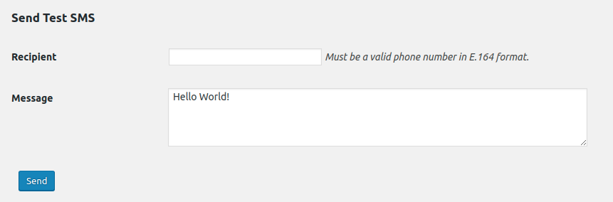 SMS Reminders 2 Test SMS Settings