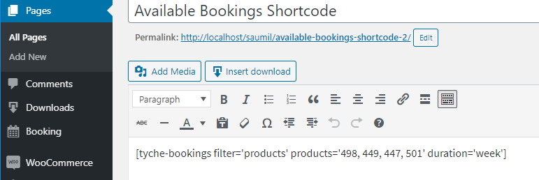 Available Bookings Block in Booking & Appointment Plugin for WooCommerce - Tyche Softwares Documentation