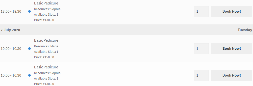 Available Bookings Block in Booking & Appointment Plugin for WooCommerce - Tyche Softwares Documentation
