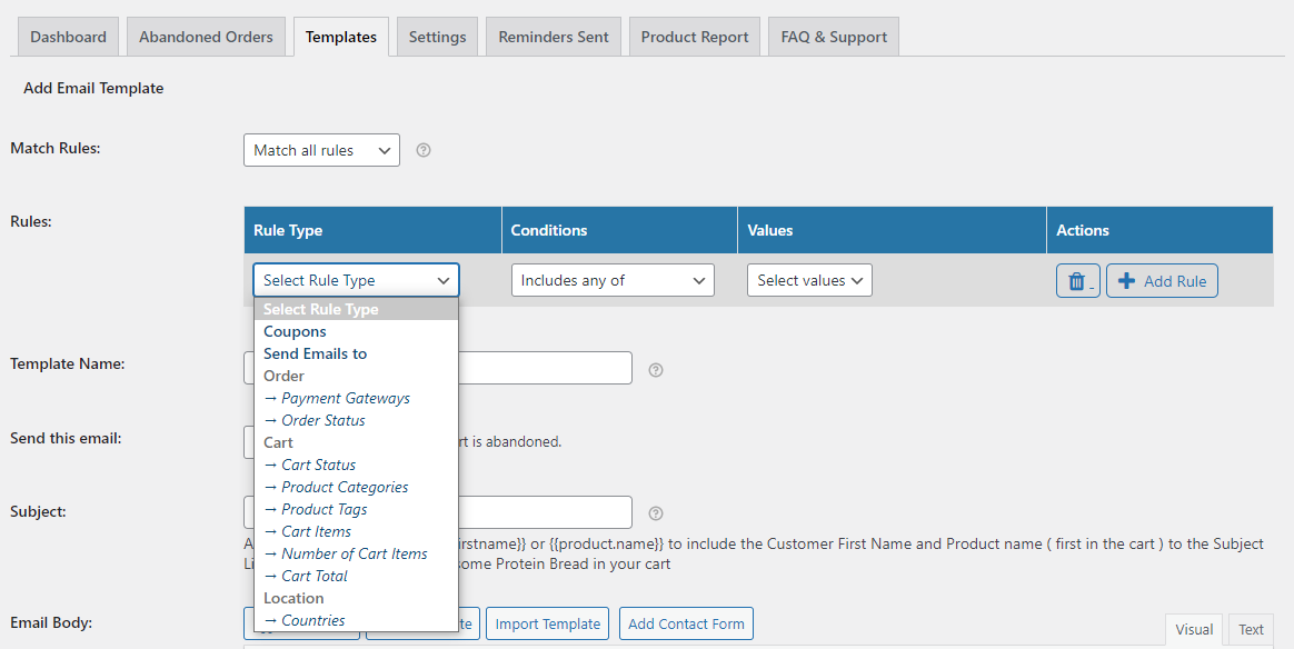 Rules Engine for Email Templates - Tyche Softwares Documentation