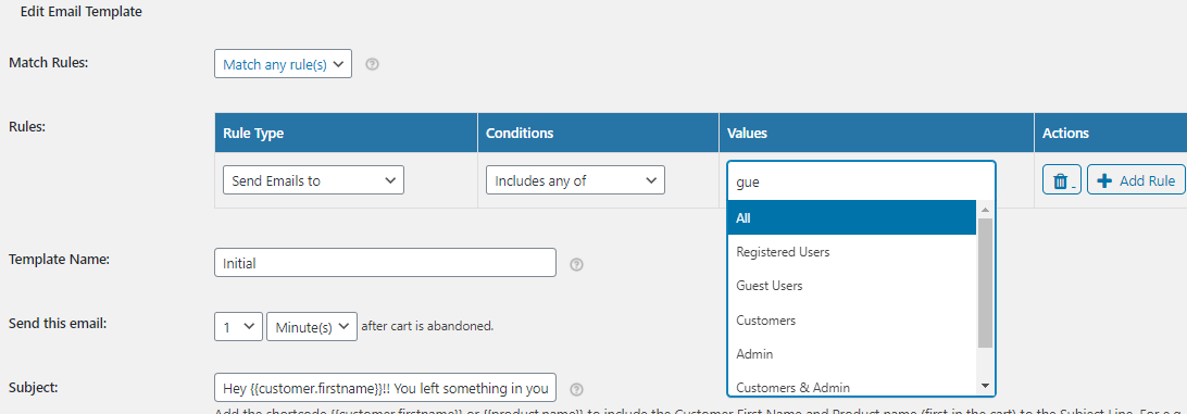 Rules Engine for Email Templates - Tyche Softwares Documentation