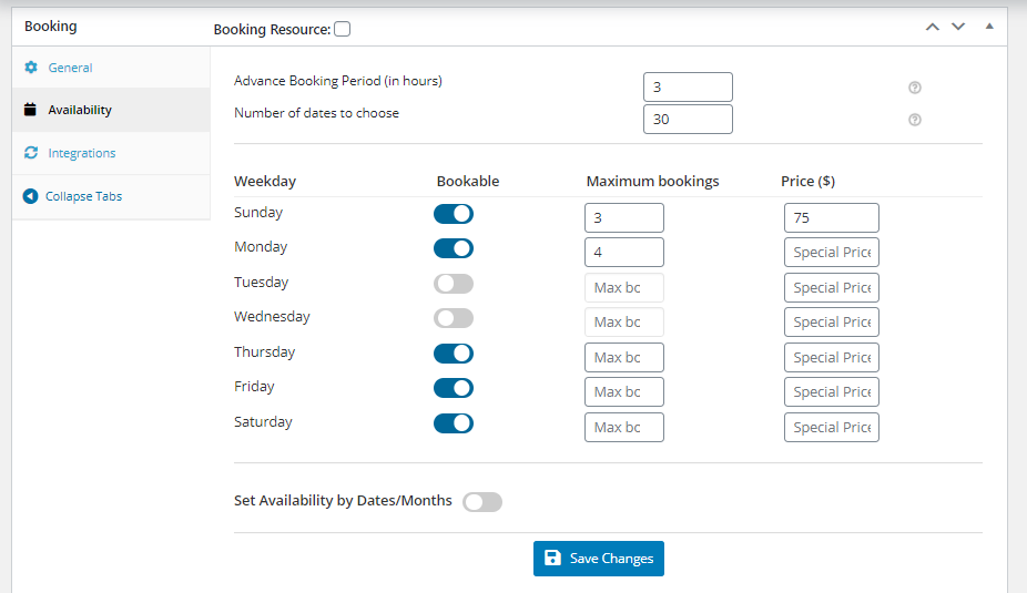 Setup Multiple Dates Booking - Tyche Softwares Documentation