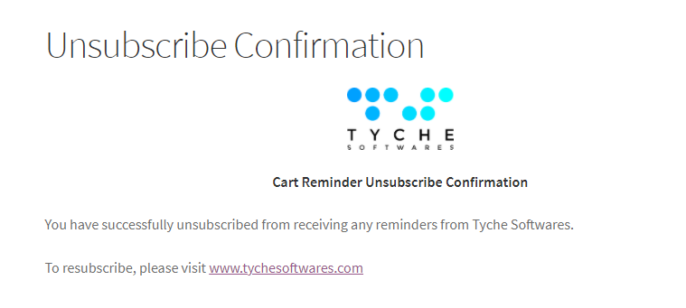 Unsubscribe Landing Page Options - Tyche Softwares Documentation