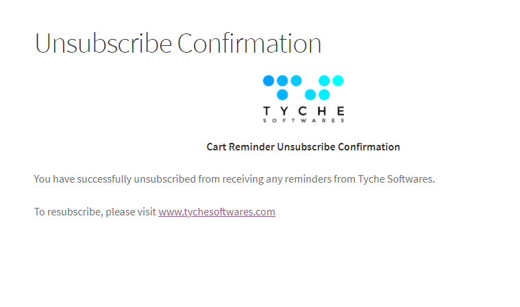 Unsubscribe Landing Page Options - Tyche Softwares Documentation