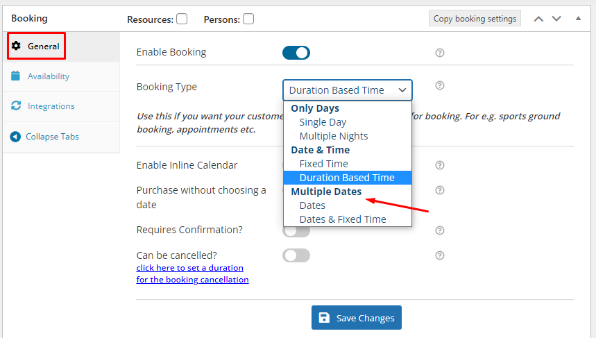 Setup Multiple Dates Booking - Tyche Softwares Documentation