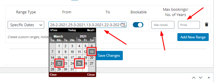 Setup Multiple Dates Booking - Tyche Softwares Documentation