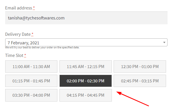 Show time slots in list view / as buttons - Tyche Softwares Documentation