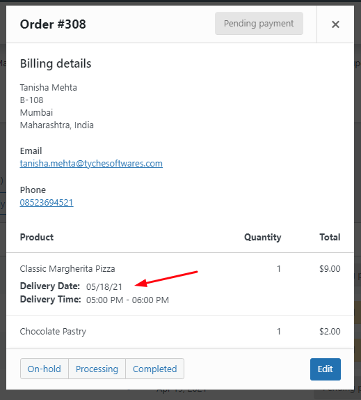 Adding Delivery details in the manually created WooCommerce Orders - Tyche Softwares Documentation