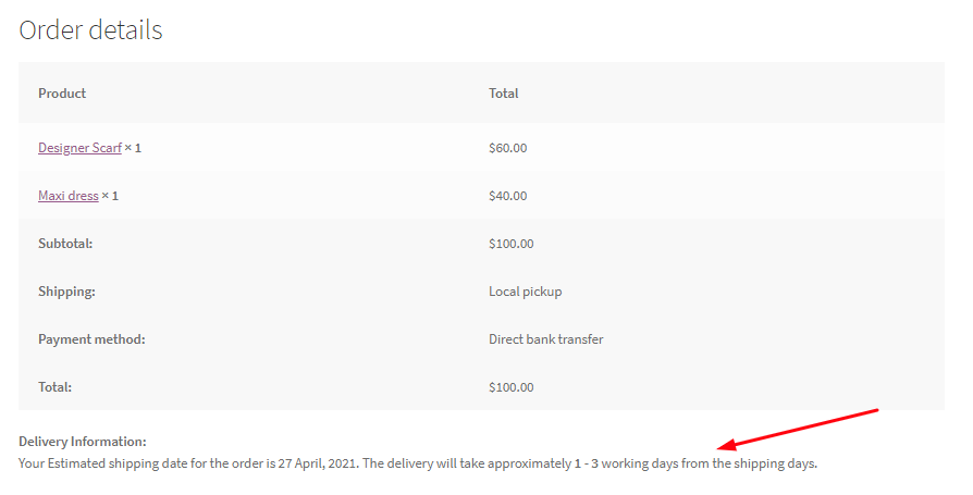 Show Estimated Delivery Date - Tyche Softwares Documentation