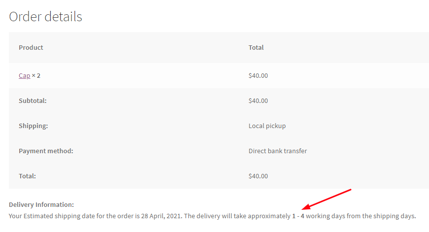 Show Estimated Delivery Date - Tyche Softwares Documentation