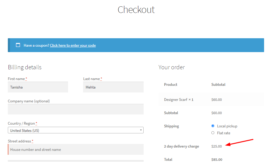 Adding Delivery charges based on the Number of Days or Urgency of Delivery - Tyche Softwares Documentation