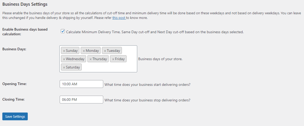 Enabling Business Hours - Tyche Softwares Documentation