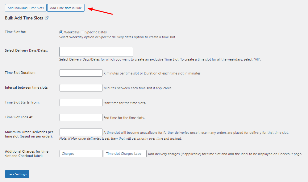 Adding time slots in bulk - Tyche Softwares Documentation