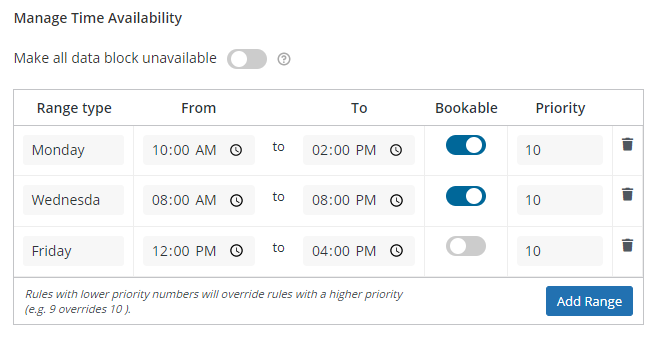 Manage Time Availability - Tyche Softwares Documentation