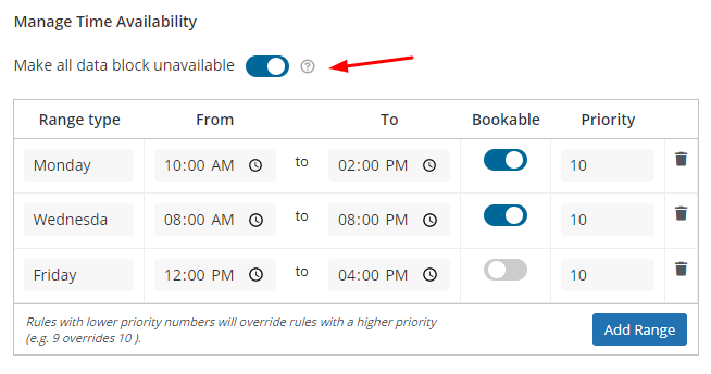 Manage Time Availability - Tyche Softwares Documentation