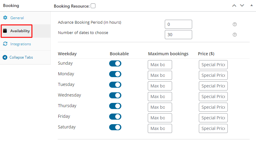 Manage Time Availability - Tyche Softwares Documentation