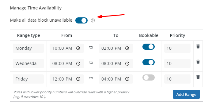 Manage Time Availability - Tyche Softwares Documentation