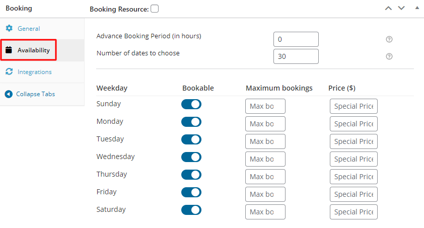 Manage Time Availability - Tyche Softwares Documentation