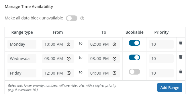 Manage Time Availability - Tyche Softwares Documentation