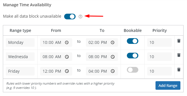 Manage Time Availability - Tyche Softwares Documentation