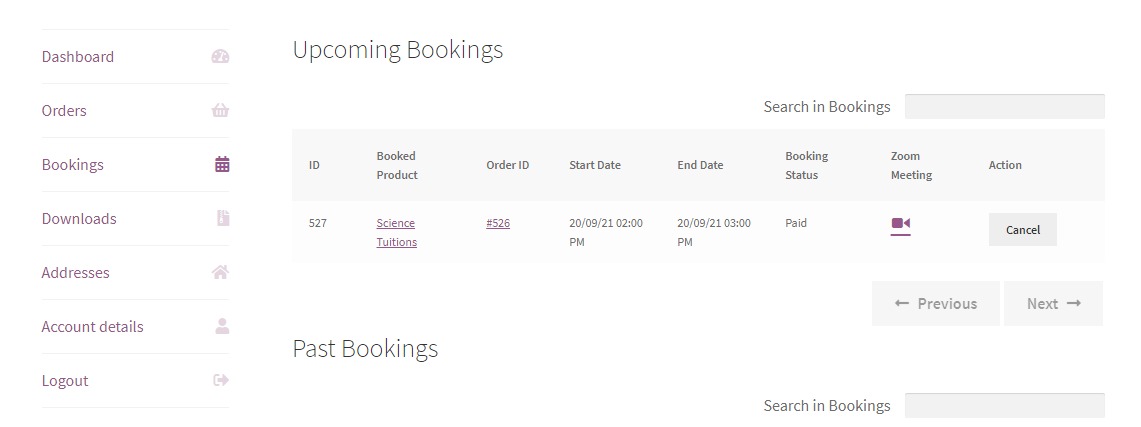 View Bookings for Customers - Tyche Softwares Documentation