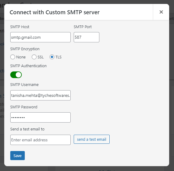 Integration with Custom SMTP - Tyche Softwares Documentation