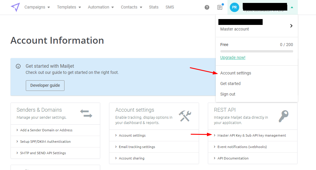 Integration with Mailjet - Tyche Softwares Documentation