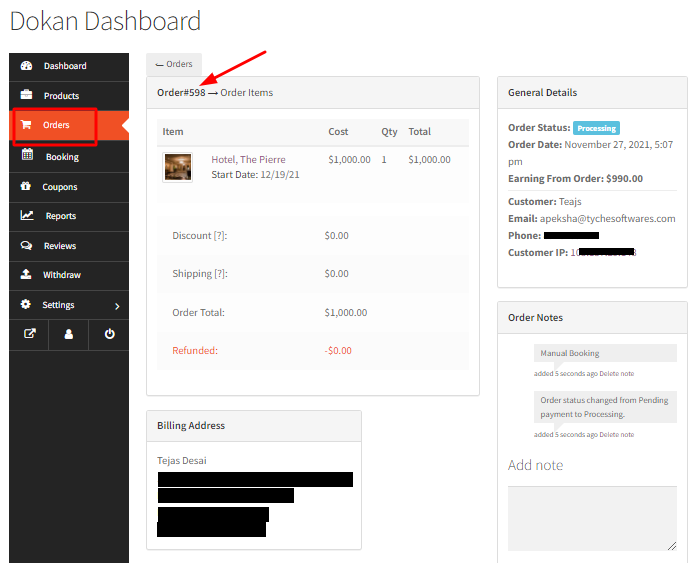 Creating a manual booking for Dokan Vendors - Tyche Softwares Documentation